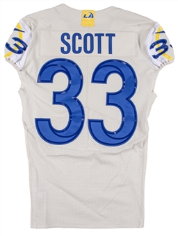 2020-21 Nick Scott Game Used Los Angeles Rams Alternate Bone Gray Jersey & Gloves Rams COA)
